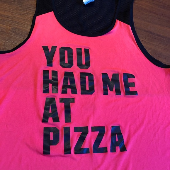 Pink VS Tank Top, “You had me at pizza” Size Small - Picture 2 of 7